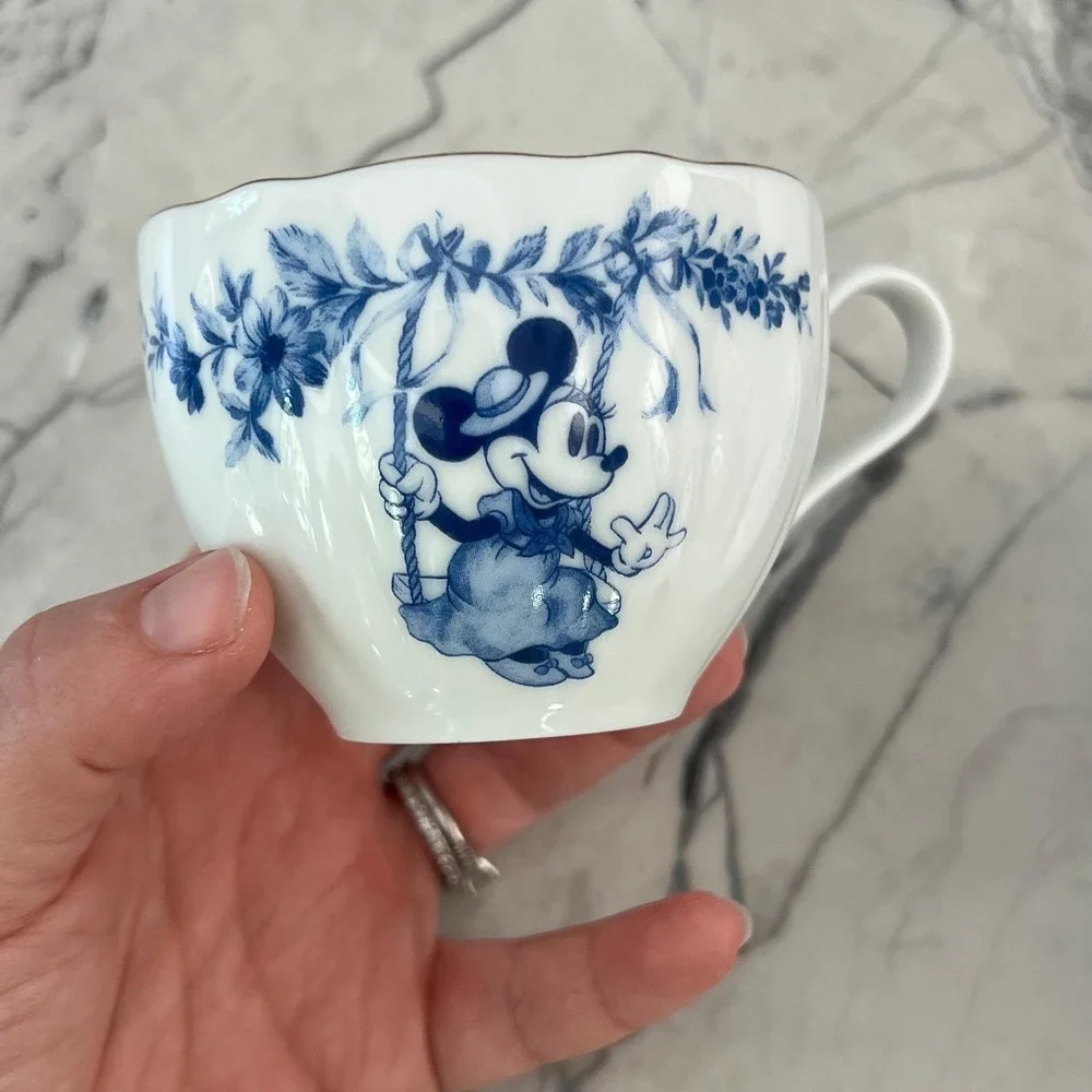 Sango China Disney Minnie Mouse Blue and White Tea‎ cup and Saucer